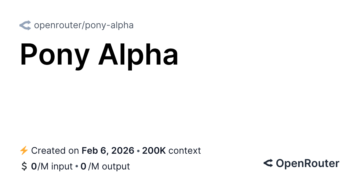 Pony Alpha – API, Providers, Stats